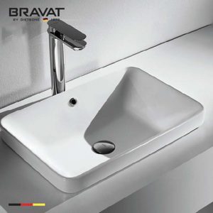 Chậu rửa lavabo Bravat C22327W-ENG Vuông Đặt Bàn